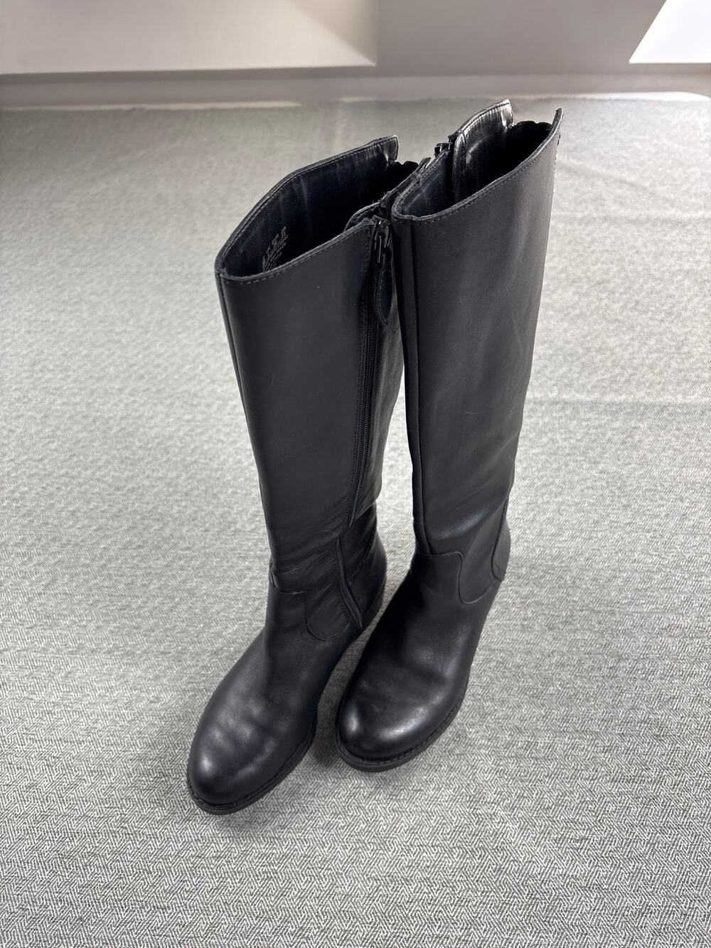 Franco Sarto Black Boots Sz 6 Leather Tall Calf Height Fall Preppy Minimalist